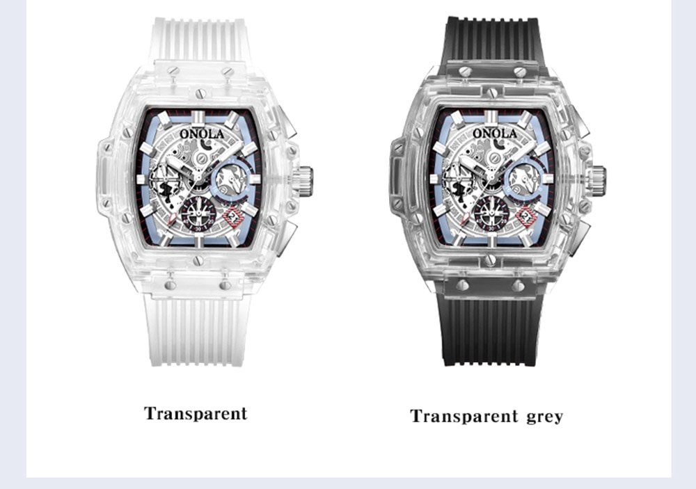 Textured Transparent Strap Sports Watches