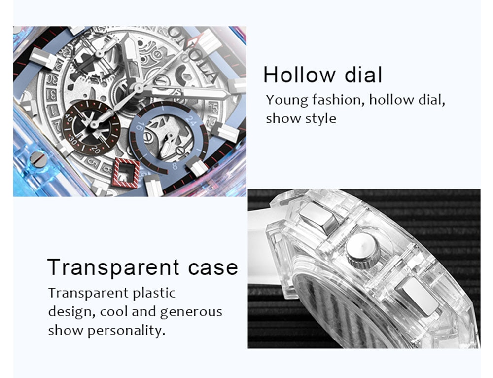 Textured Transparent Strap Sports Watches