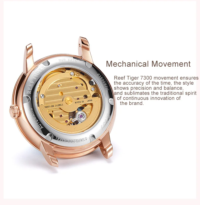 Women's Casual Automatic Watches with Leather Strap