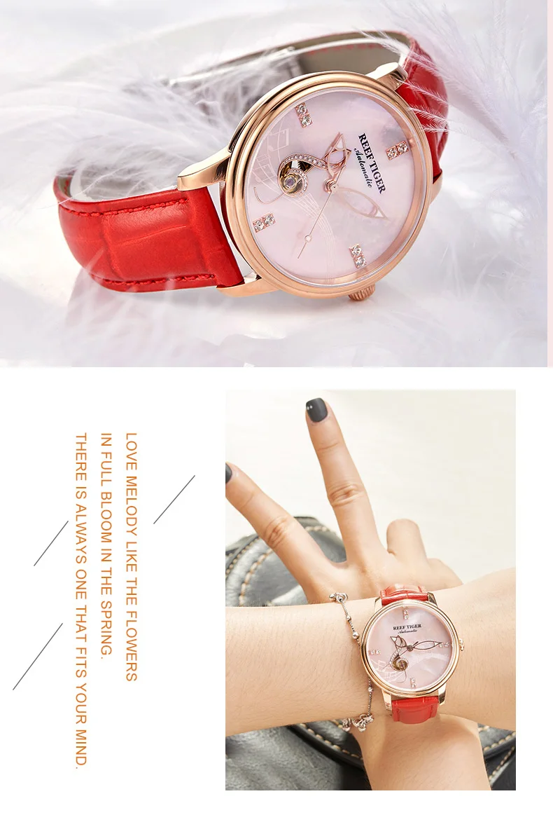 Women's Casual Automatic Watches with Leather Strap