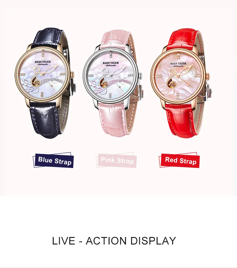 Women's Casual Automatic Watches with Leather Strap