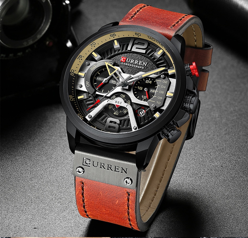 Men's Leather and Metal Strap Watches