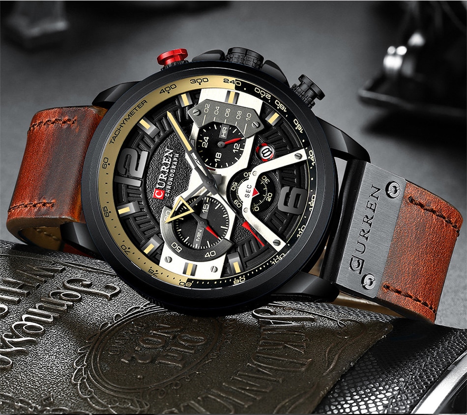 Men's Leather and Metal Strap Watches