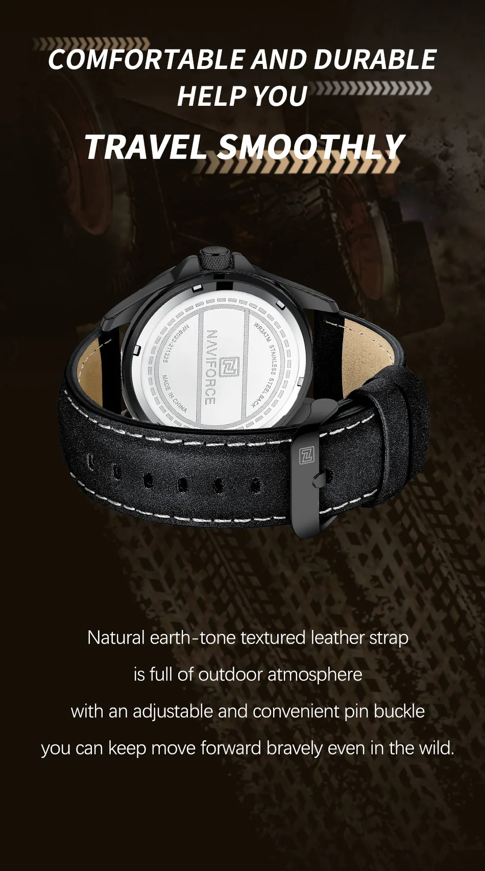 NAVIFORCE Brand Men Fashion Quartz Watches Male Leather Strap Sport Waterproof Wristwatches CalendarClock Relogio Masculino