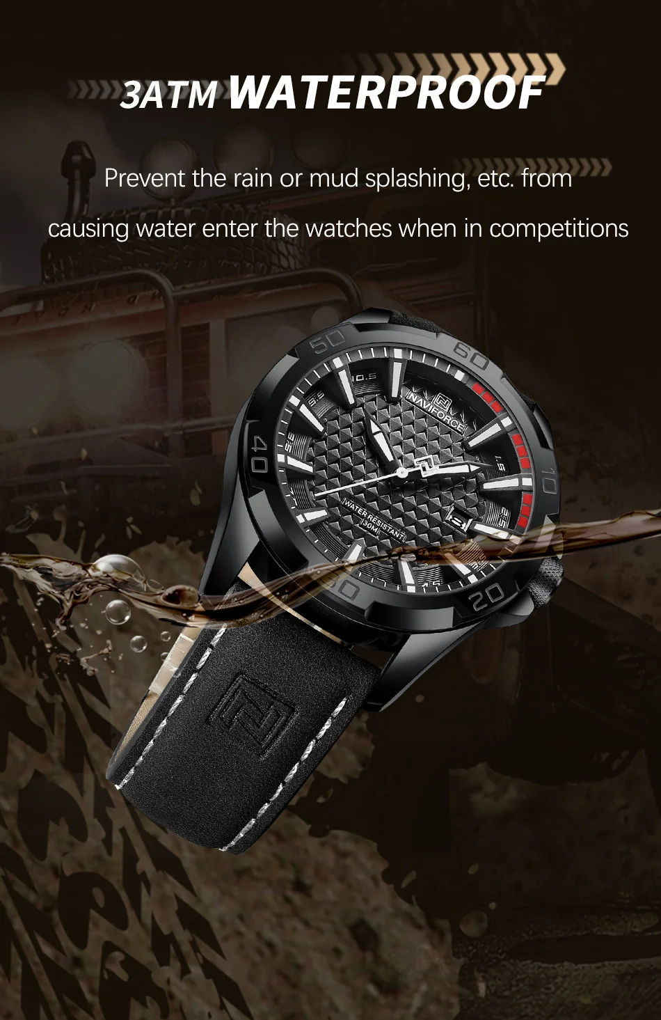 NAVIFORCE Brand Men Fashion Quartz Watches Male Leather Strap Sport Waterproof Wristwatches CalendarClock Relogio Masculino