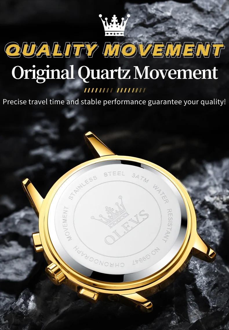 OLEVS Original Brand Luxury Men's watches Fashion High Grade Quartz Watch New Concept Design Stainless Steel Strap Wristwatch