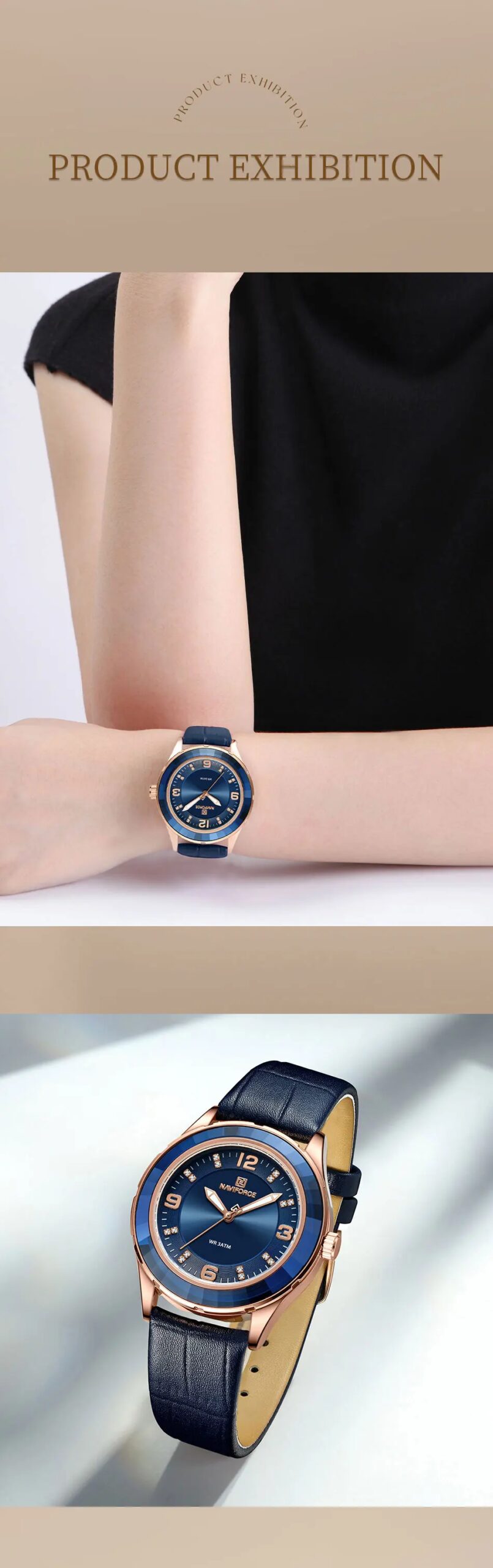 NAVIFORCE Original New Fashion Watch Leather Belt Women Wristwatches Simple Casual Ladies' Dress Quartz Clock Relogio Feminino