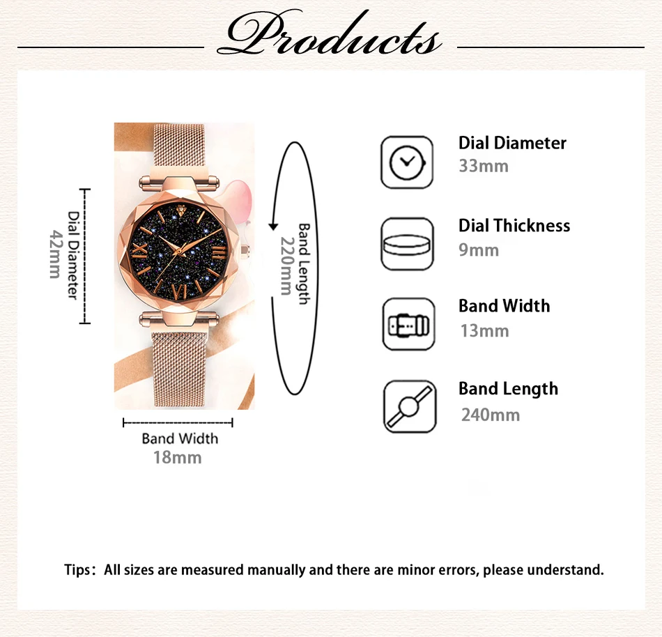 Womens Fashion Starry Sky Watches Magnet Buckle Mesh Belt Diamond Quartz Watch Women Dress Clock