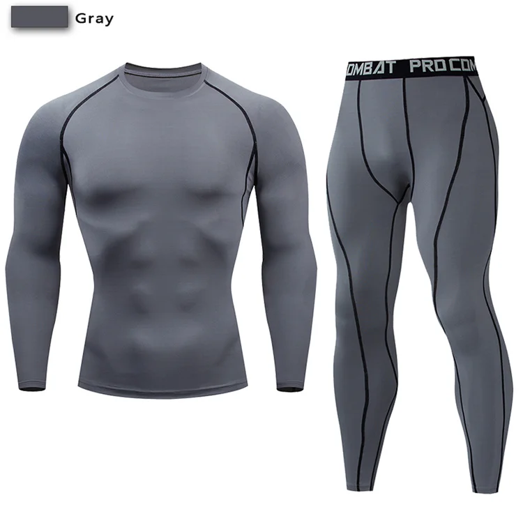 2pcs Men's Compression Sportswear Suit GYM Tight Sports Yoga Sets Workout Jogging MMA Fitness Clothing Tracksuit Pants Sporting