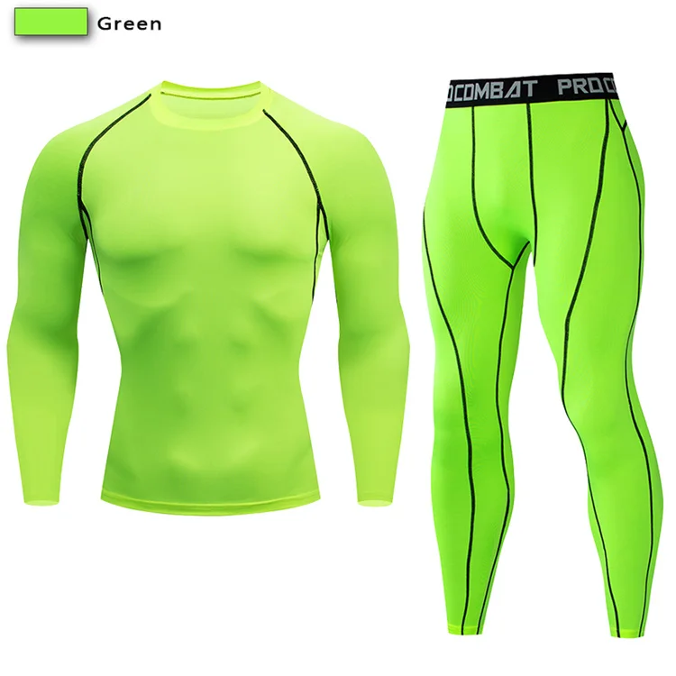 2pcs Men's Compression Sportswear Suit GYM Tight Sports Yoga Sets Workout Jogging MMA Fitness Clothing Tracksuit Pants Sporting