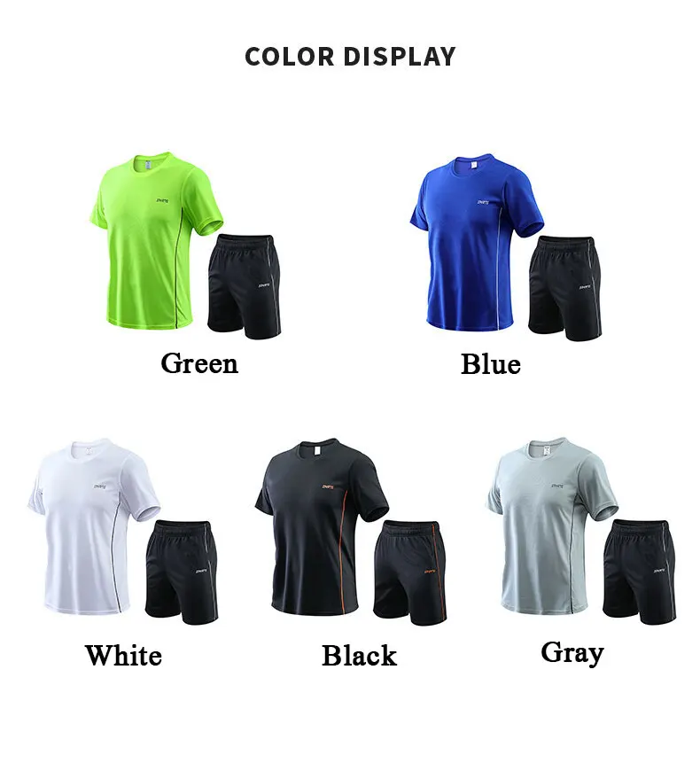 Men's Running Sets Summer Sportswear Breathable Gym Fitness Suits Quick Dry T-Shirts Sports Workout Training Sport Tracksuit