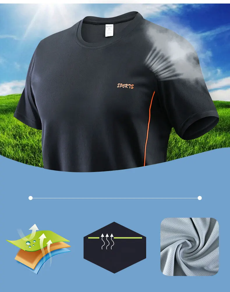 Men's Running Sets Summer Sportswear Breathable Gym Fitness Suits Quick Dry T-Shirts Sports Workout Training Sport Tracksuit