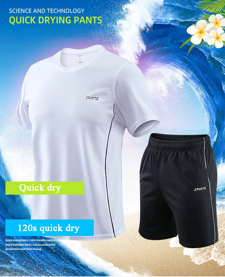 Men's Running Sets Summer Sportswear Breathable Gym Fitness Suits Quick Dry T-Shirts Sports Workout Training Sport Tracksuit