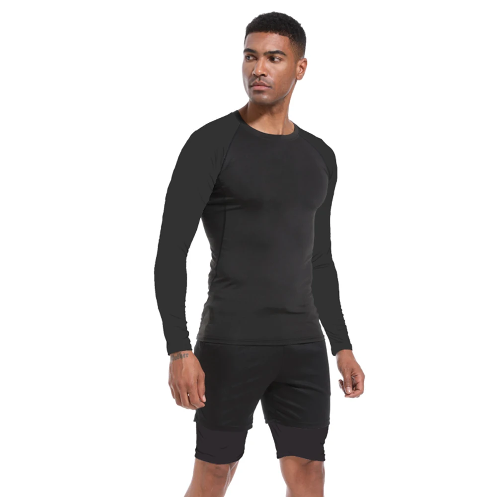 Men Running Compression Shirts Quick Dry Soccer Jersey Fitness Tight Sportswear Rash Guard Athletic Gym Sport Short Sleeve Shirt