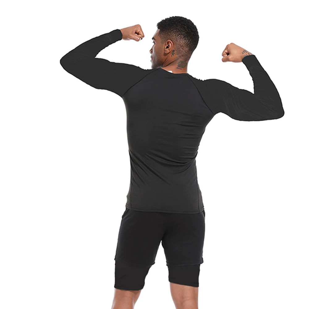 Men Running Compression Shirts Quick Dry Soccer Jersey Fitness Tight Sportswear Rash Guard Athletic Gym Sport Short Sleeve Shirt