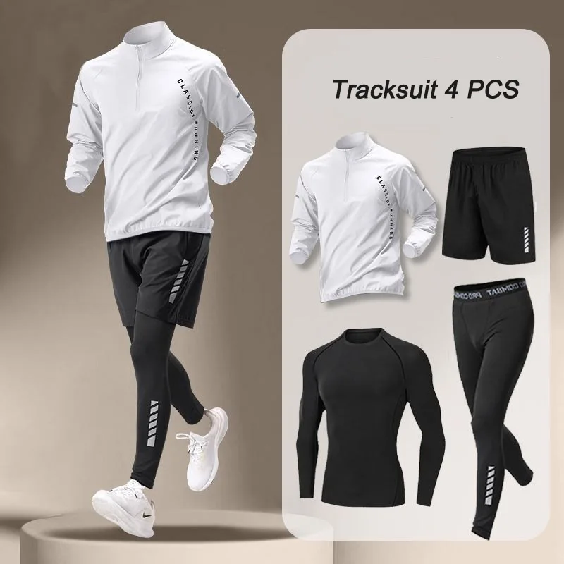 2024 Summer Men's Quick Dry Jacket Suit 1-4 piece Outdoor Fitness Running Sets Sports Jogging Pants Workout Clothes Sportswear