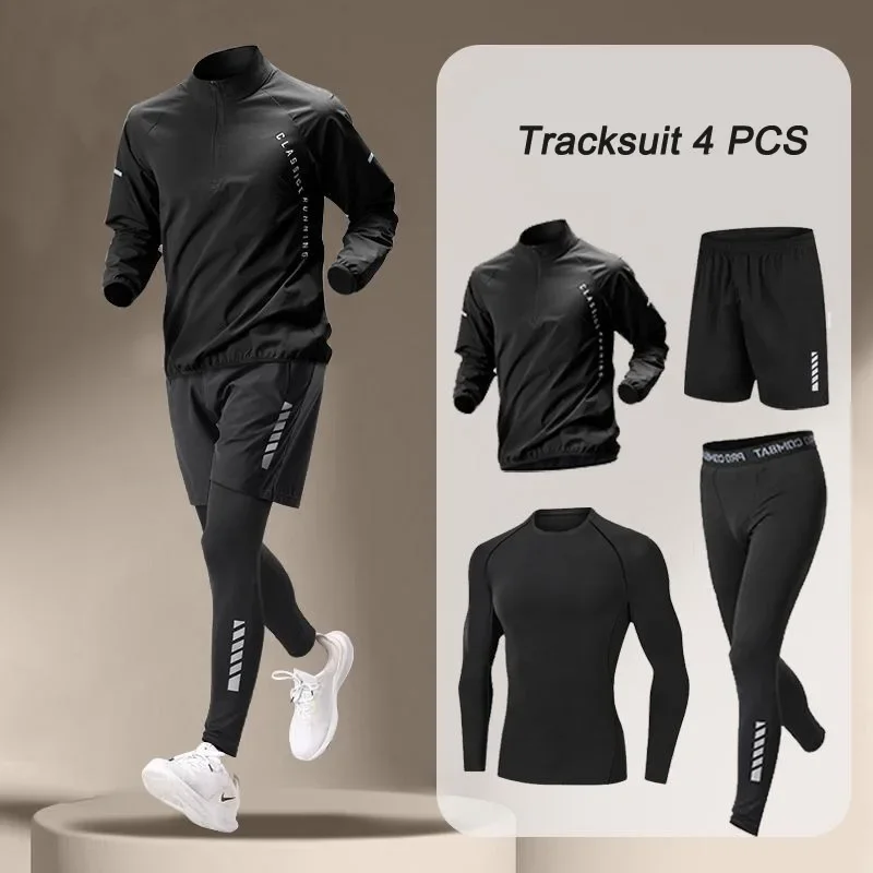 2024 Summer Men's Quick Dry Jacket Suit 1-4 piece Outdoor Fitness Running Sets Sports Jogging Pants Workout Clothes Sportswear