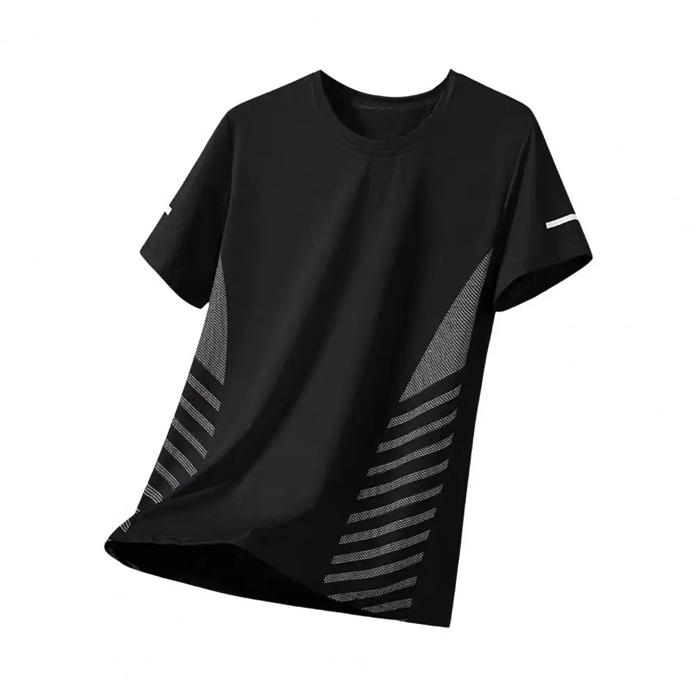 Quick drying ice silk short sleeved T-shirt, simple and loose sportswear, sweat wicking and breathable running basketball shirt