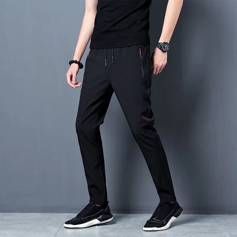 2024 Men's Running Pants Quick-Dry Thin Casual Trousers Sport Pants with Zipper Pockets Sportswear Running Jogging Sportpants