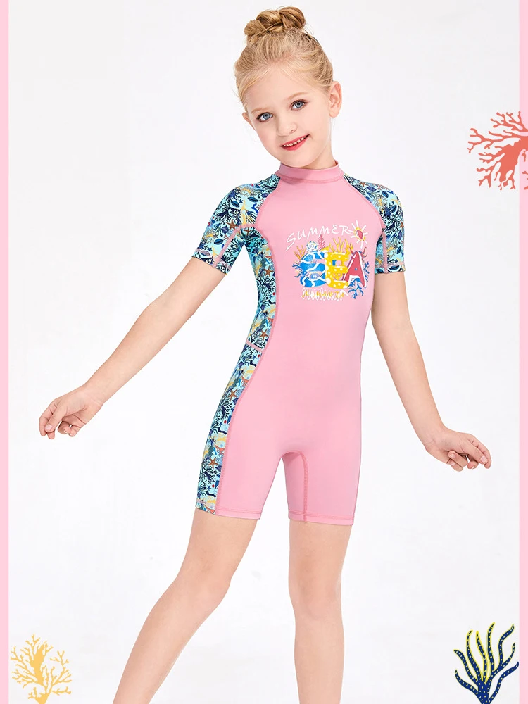 One Piece Swimsuits Girls Swimwear Kids Bathing Suit Cartoon Unicorn Quick Drying Swimming Clothes Baby Beachwear 2-12 Years