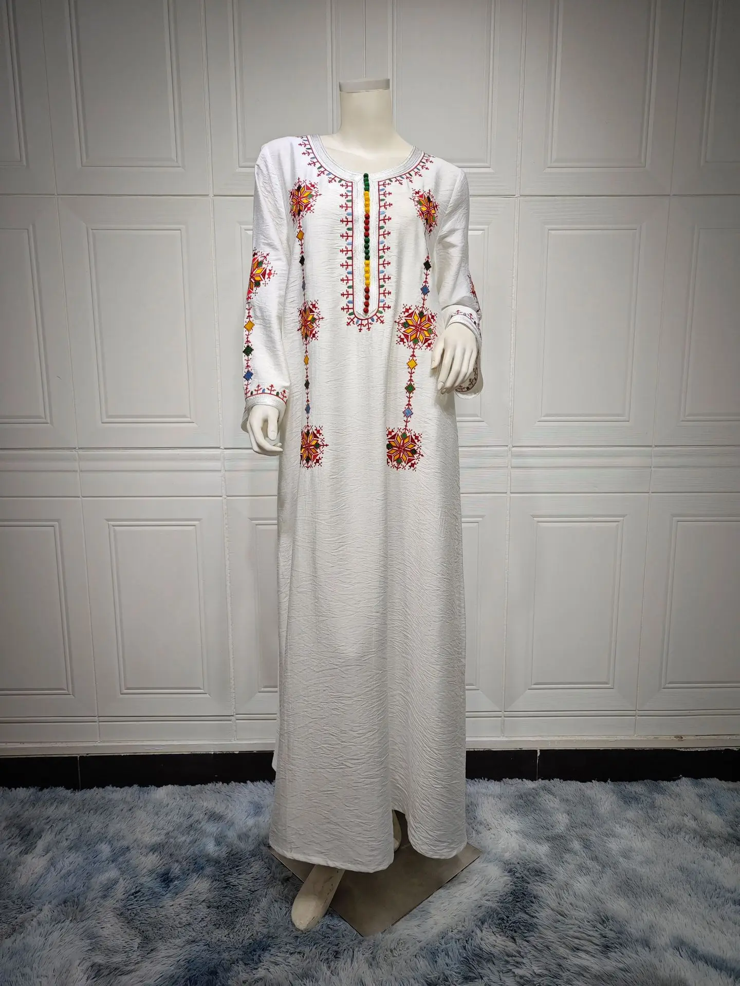 Elegant Embroidery Muslim Dress for Women Jalabiya Abaya Ramadan Long Dresses Abayas Woman Kimono Robe Moroccan Caftan Vestidos