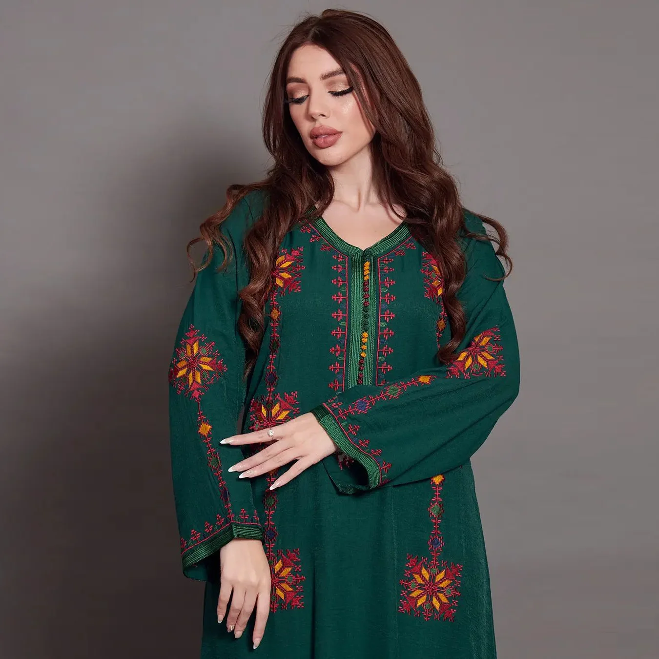 Elegant Embroidery Muslim Dress for Women Jalabiya Abaya Ramadan Long Dresses Abayas Woman Kimono Robe Moroccan Caftan Vestidos