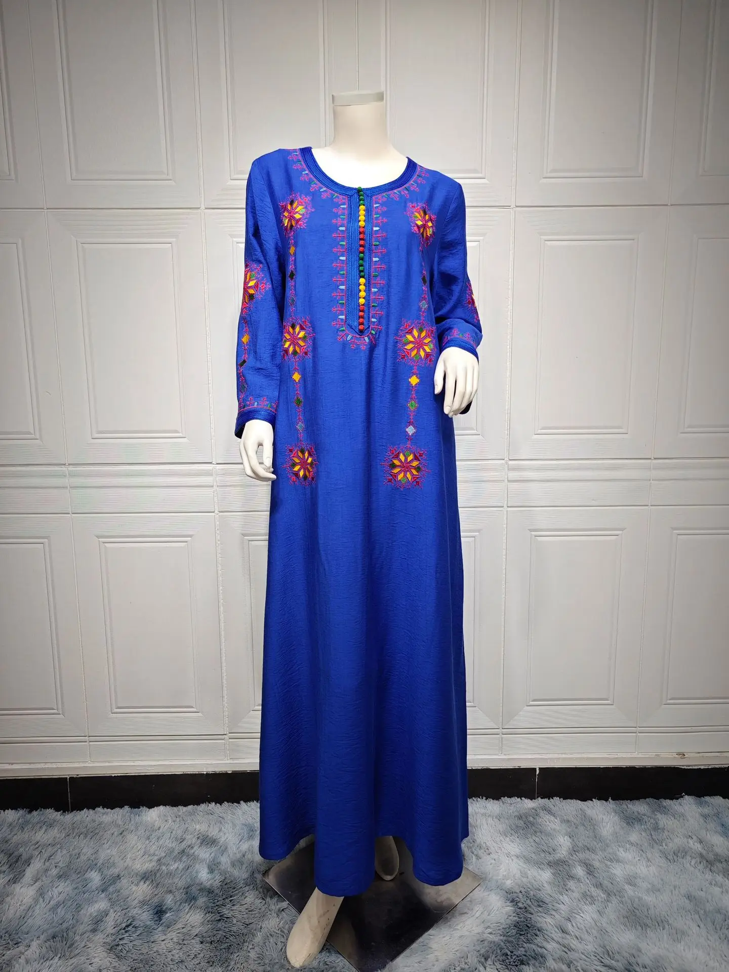 Elegant Embroidery Muslim Dress for Women Jalabiya Abaya Ramadan Long Dresses Abayas Woman Kimono Robe Moroccan Caftan Vestidos