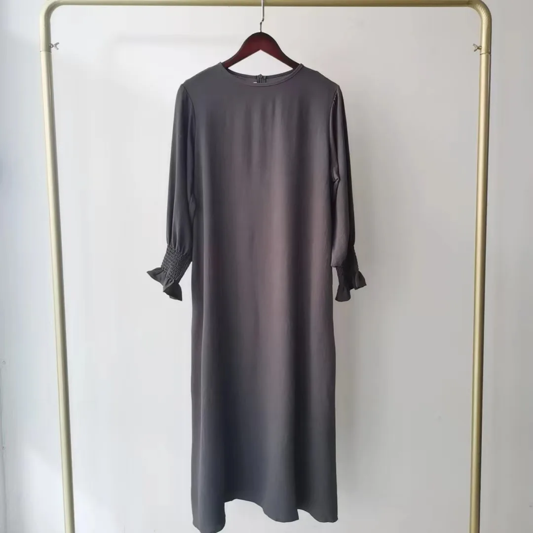 2023 Fashion Islam Abaya Dress Fashion Round Neck Abayas for Women Solid Color Women Dress Casual Dubai Turk Robe