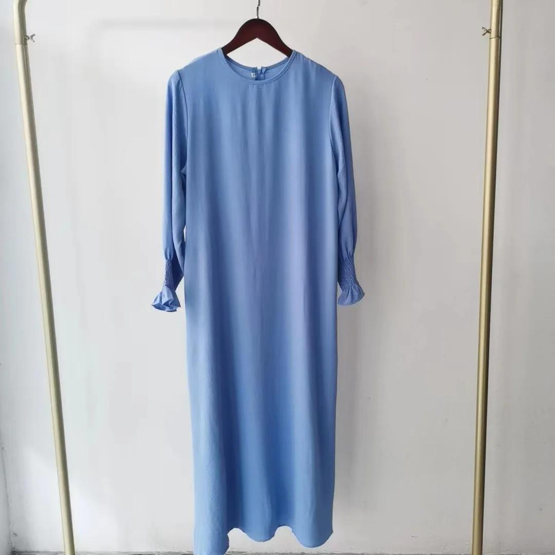 2023 Fashion Islam Abaya Dress Fashion Round Neck Abayas for Women Solid Color Women Dress Casual Dubai Turk Robe