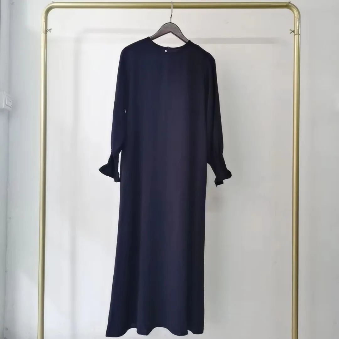 2023 Fashion Islam Abaya Dress Fashion Round Neck Abayas for Women Solid Color Women Dress Casual Dubai Turk Robe