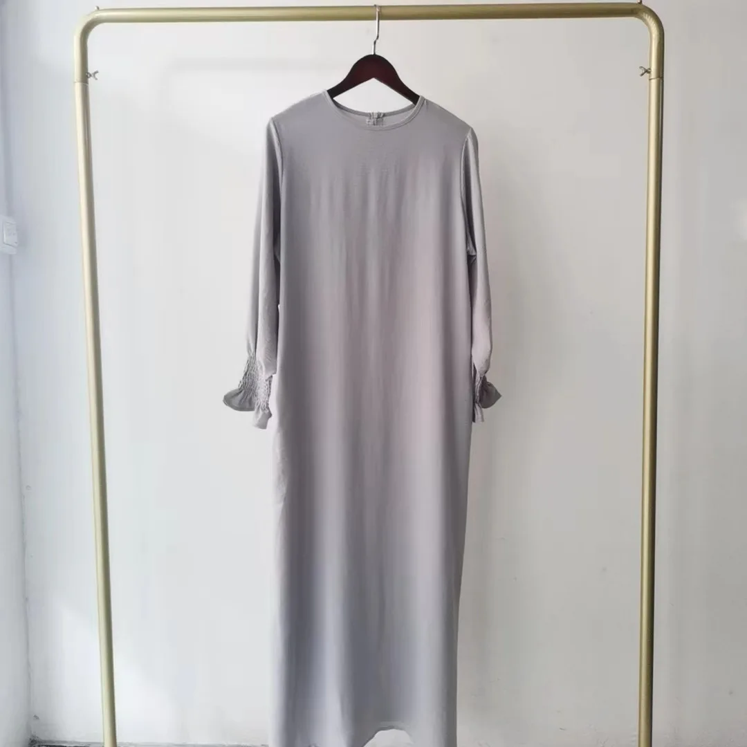 2023 Fashion Islam Abaya Dress Fashion Round Neck Abayas for Women Solid Color Women Dress Casual Dubai Turk Robe