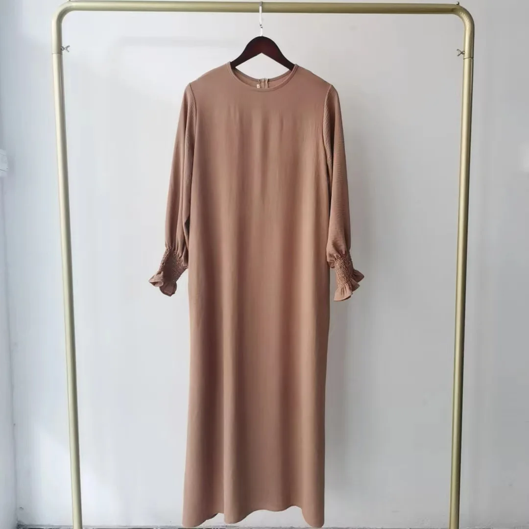 2023 Fashion Islam Abaya Dress Fashion Round Neck Abayas for Women Solid Color Women Dress Casual Dubai Turk Robe