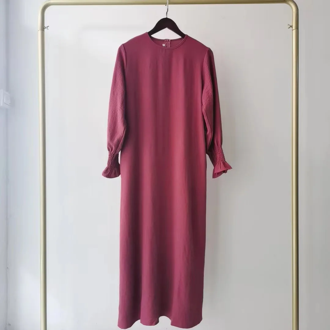 2023 Fashion Islam Abaya Dress Fashion Round Neck Abayas for Women Solid Color Women Dress Casual Dubai Turk Robe