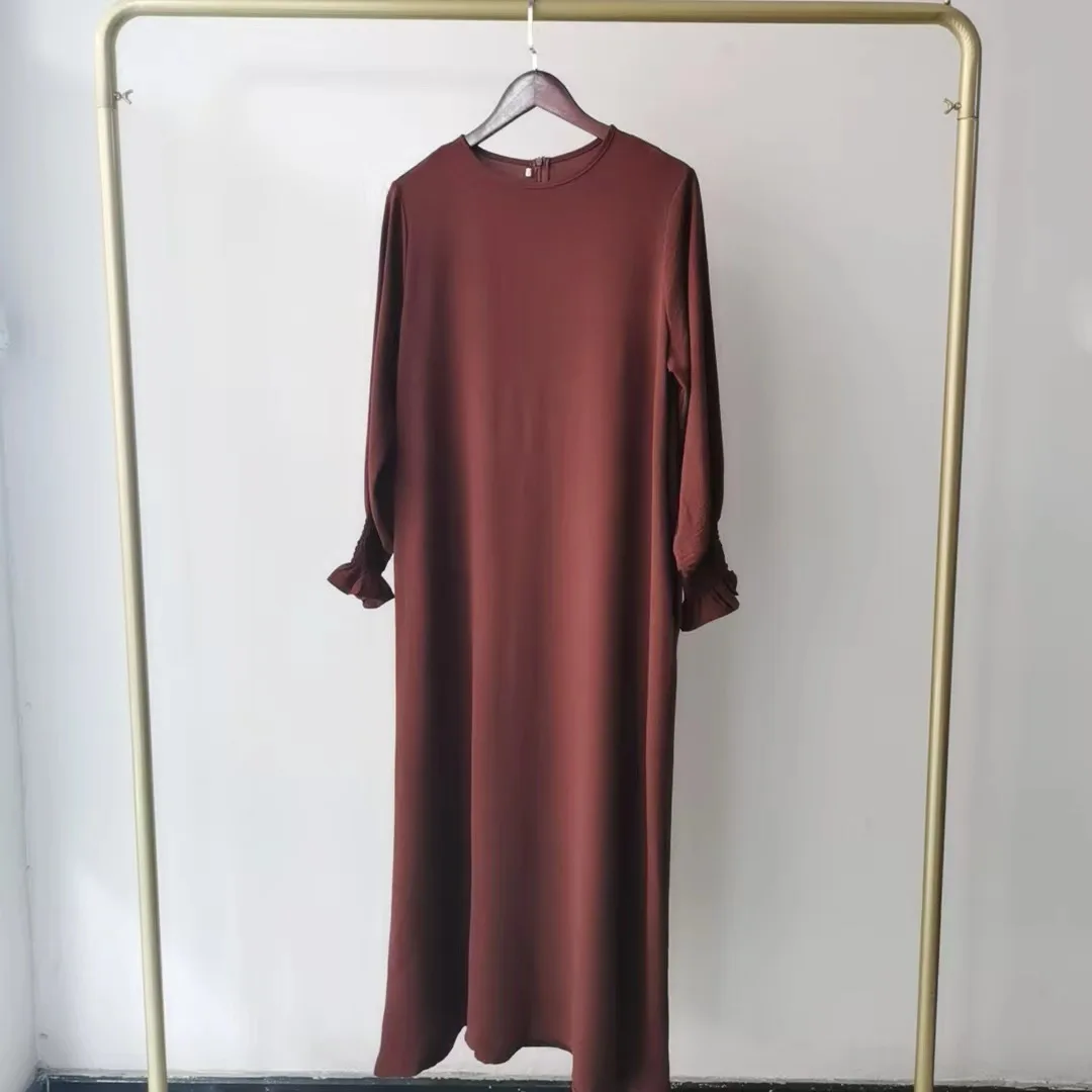 2023 Fashion Islam Abaya Dress Fashion Round Neck Abayas for Women Solid Color Women Dress Casual Dubai Turk Robe