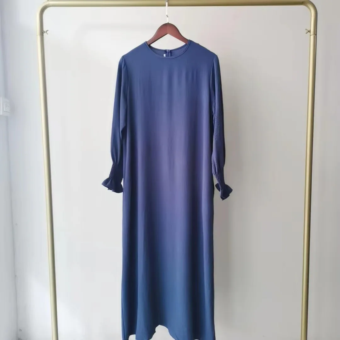 2023 Fashion Islam Abaya Dress Fashion Round Neck Abayas for Women Solid Color Women Dress Casual Dubai Turk Robe