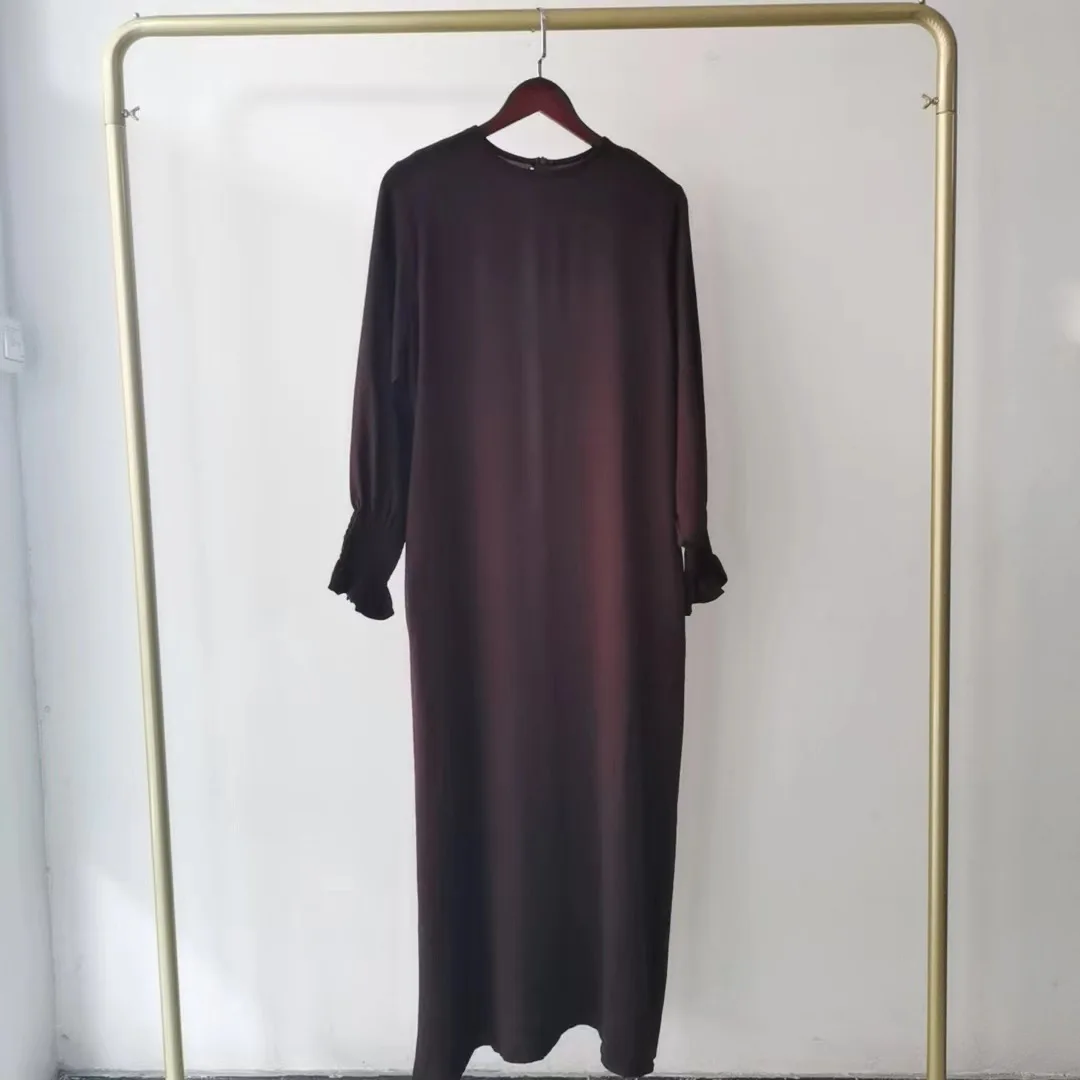 2023 Fashion Islam Abaya Dress Fashion Round Neck Abayas for Women Solid Color Women Dress Casual Dubai Turk Robe