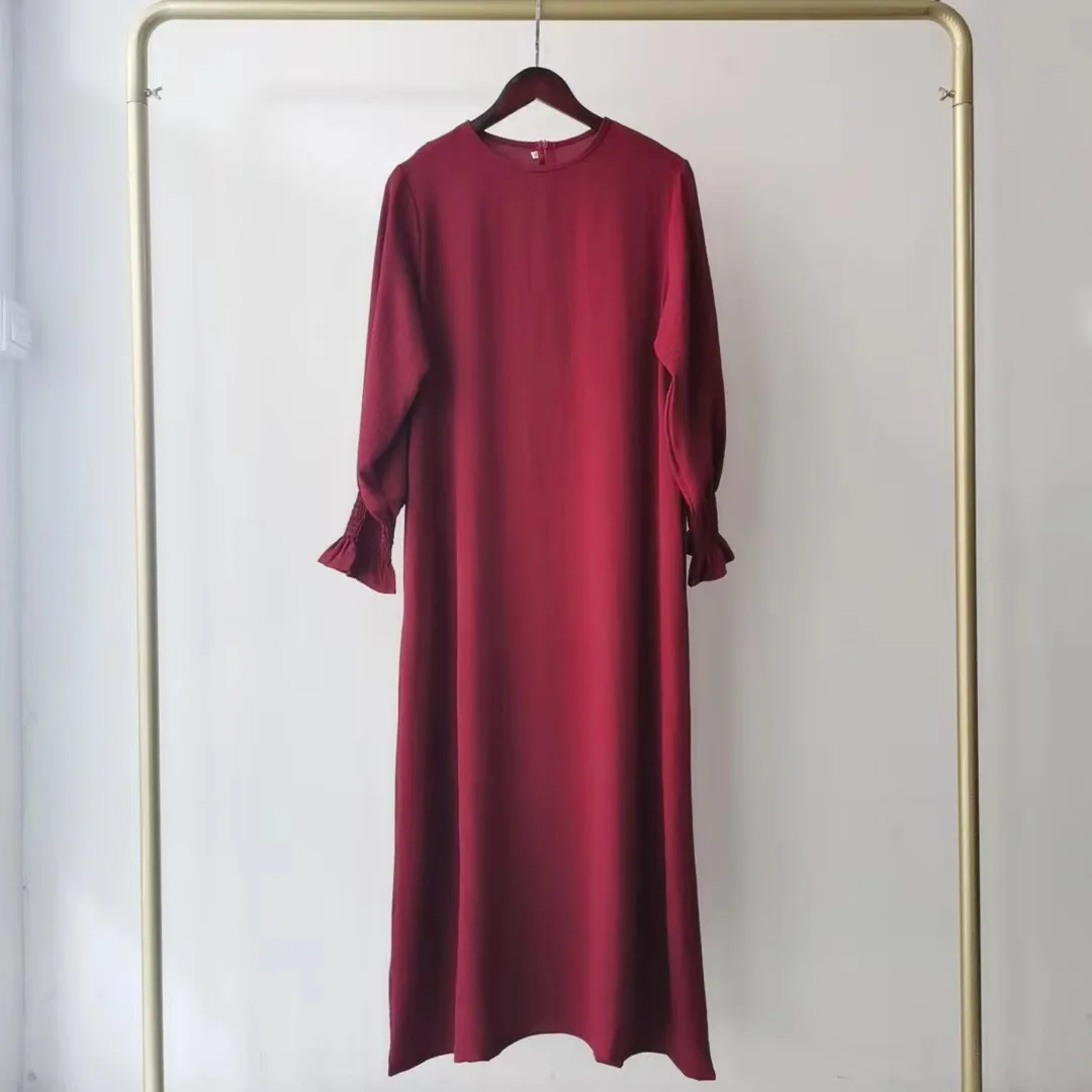 2023 Fashion Islam Abaya Dress Fashion Round Neck Abayas for Women Solid Color Women Dress Casual Dubai Turk Robe