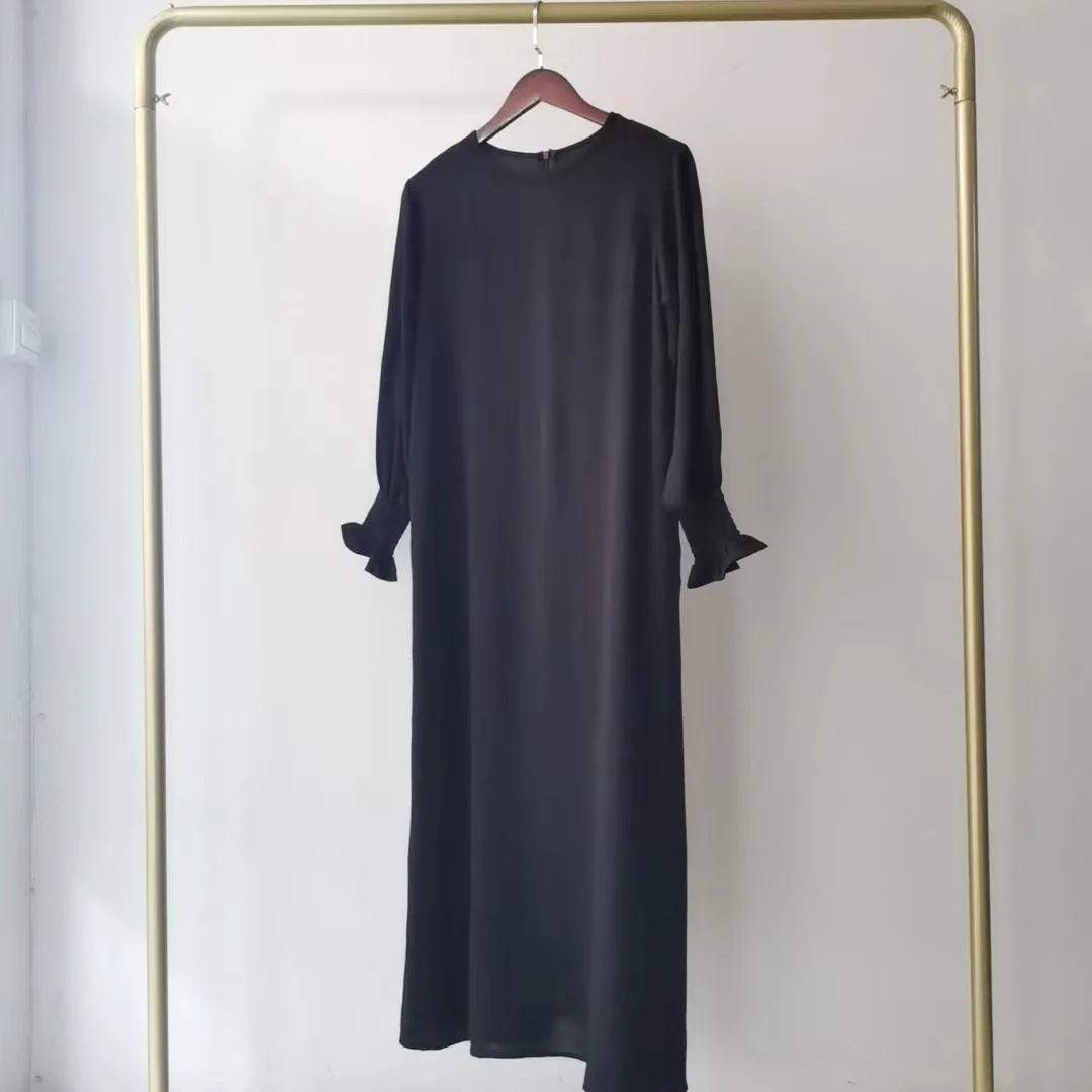 2023 Fashion Islam Abaya Dress Fashion Round Neck Abayas for Women Solid Color Women Dress Casual Dubai Turk Robe