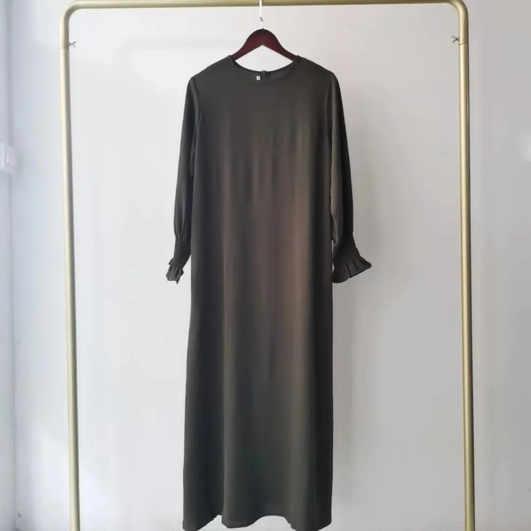 2023 Fashion Islam Abaya Dress Fashion Round Neck Abayas for Women Solid Color Women Dress Casual Dubai Turk Robe