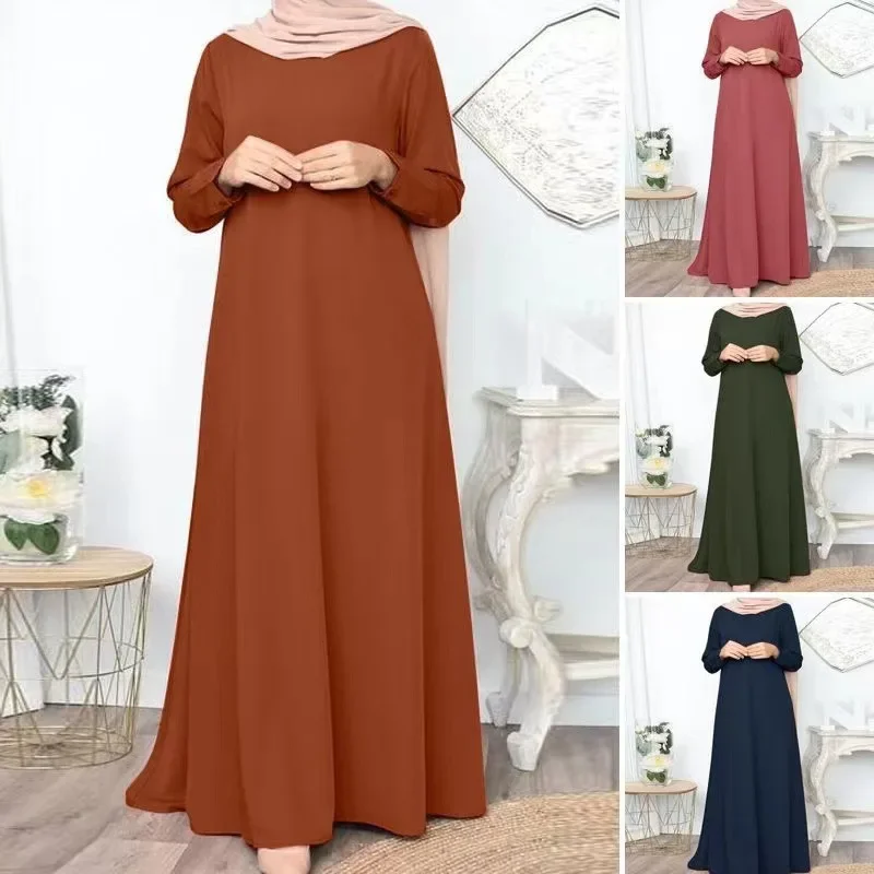 Eid Muslim Dress for Women Abaya Morocco Ramadan Abayas Kaftan Islam  Solid Color Dubai Arab Modest Long Robe Vestidos Largo