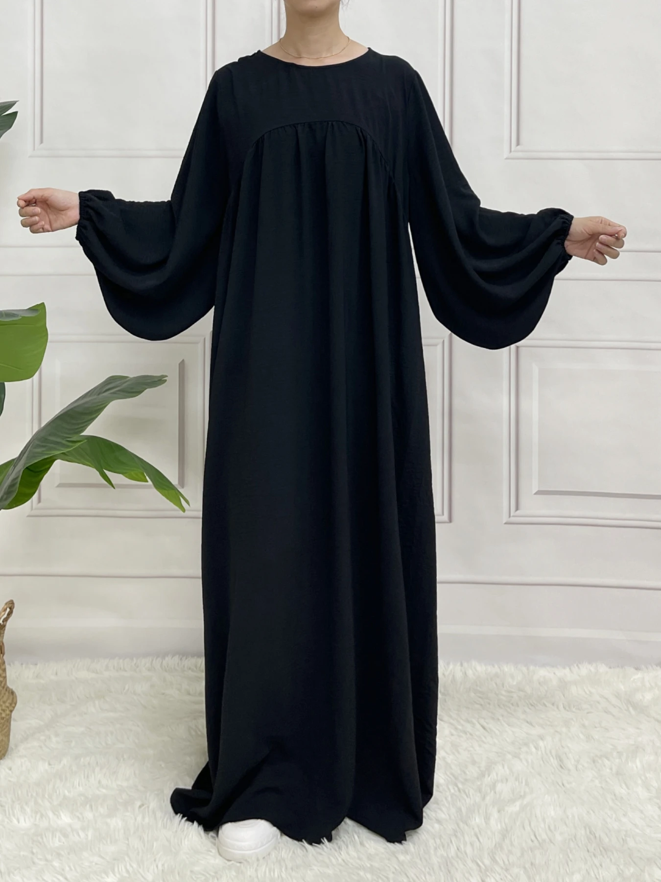 Ballseelve Abaya Modesty LongSleeve Cute Dress Muslim Soft Summer For Women