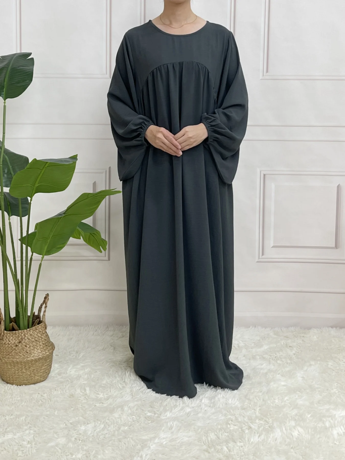 Ballseelve Abaya Modesty LongSleeve Cute Dress Muslim Soft Summer For Women