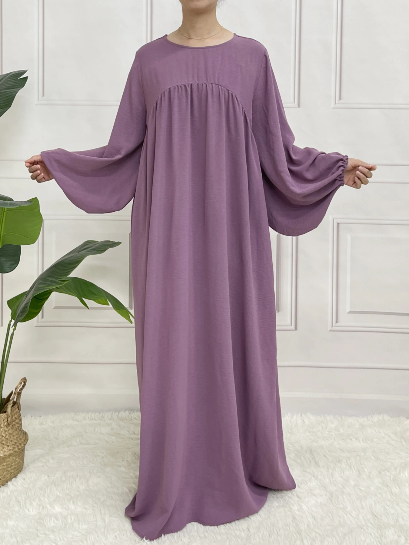 Ballseelve Abaya Modesty LongSleeve Cute Dress Muslim Soft Summer For Women