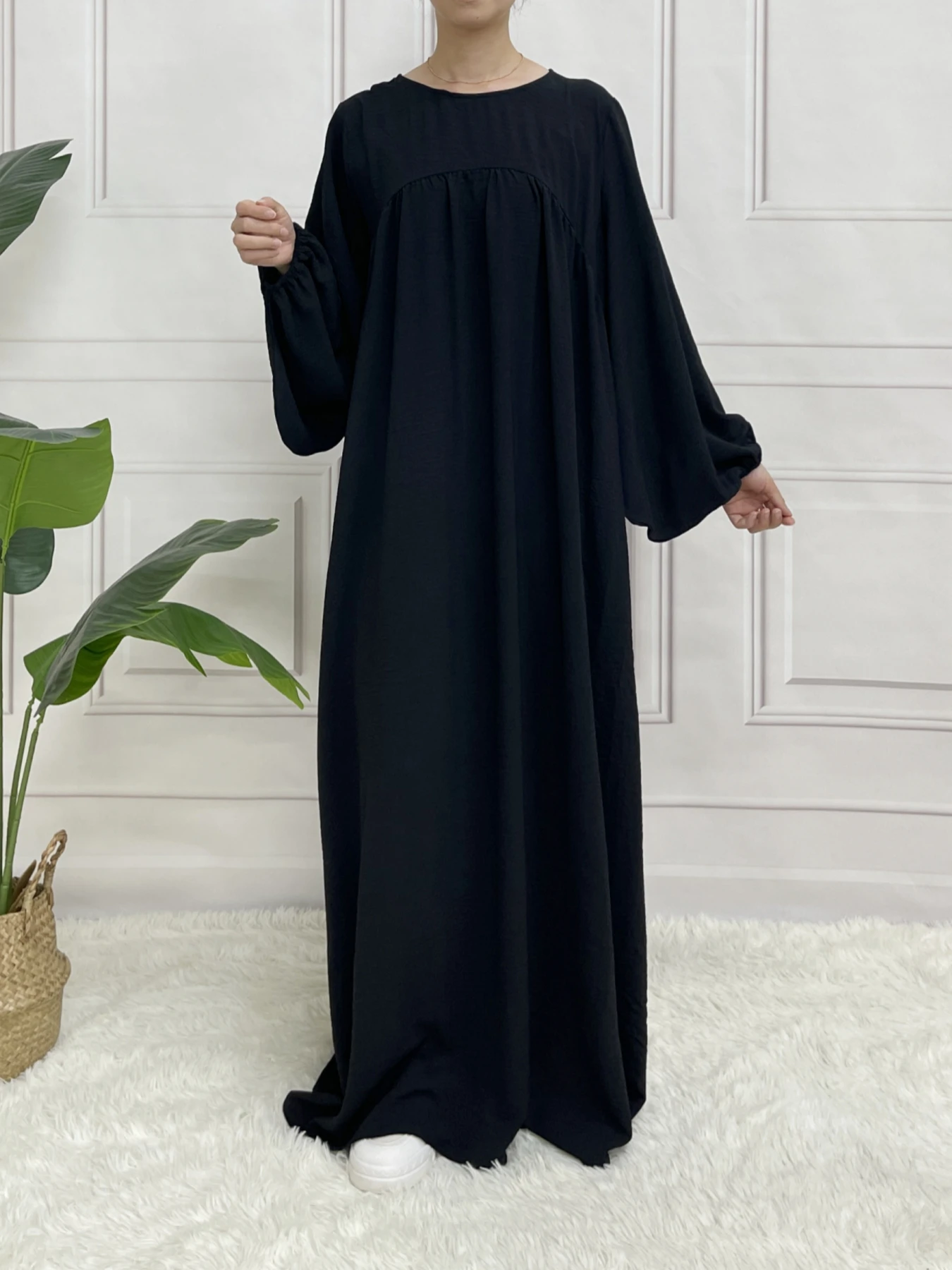 Ballseelve Abaya Modesty LongSleeve Cute Dress Muslim Soft Summer For Women