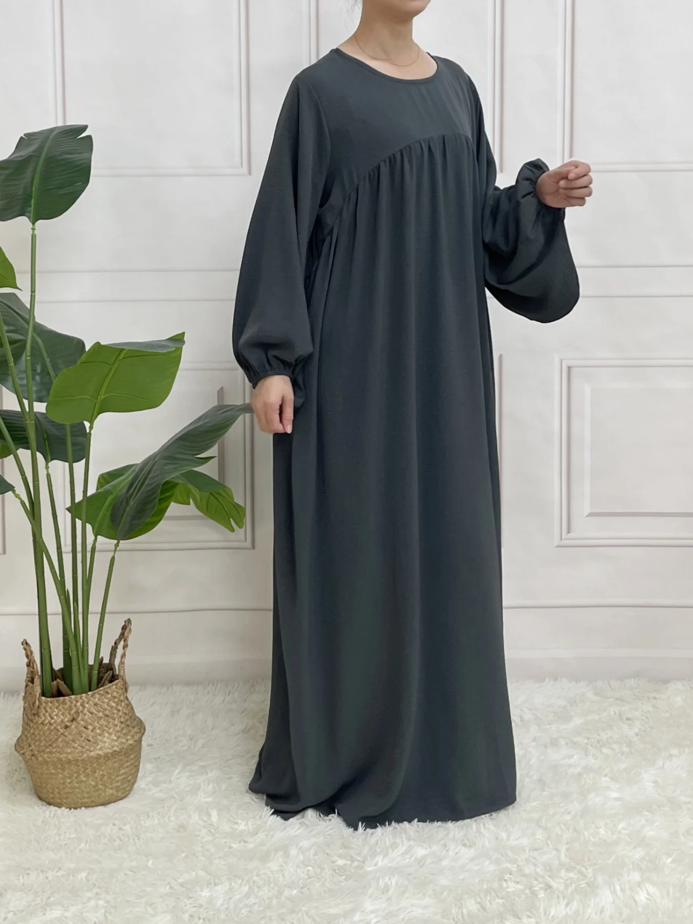 Ballseelve Abaya Modesty LongSleeve Cute Dress Muslim Soft Summer For Women