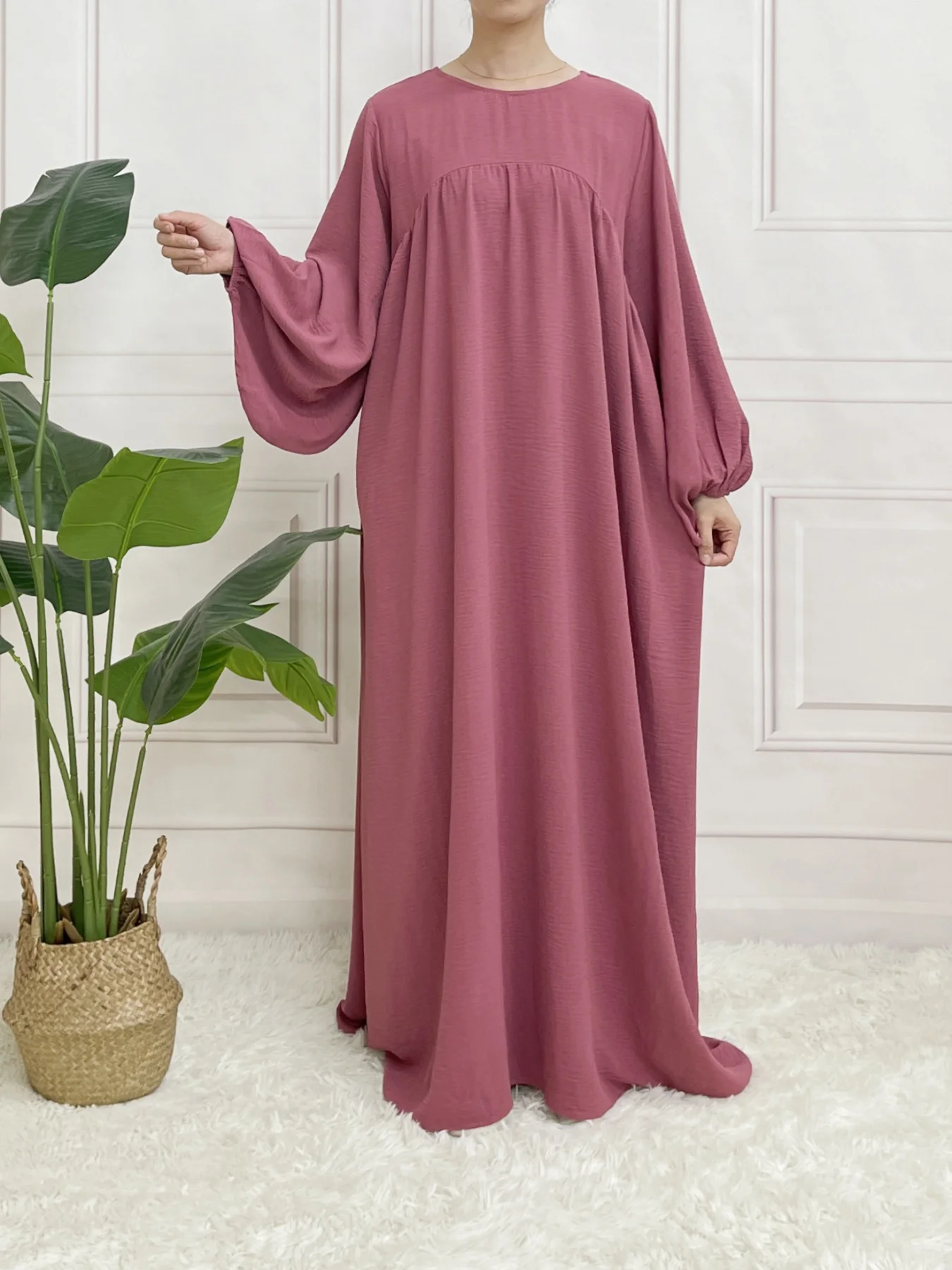 Ballseelve Abaya Modesty LongSleeve Cute Dress Muslim Soft Summer For Women