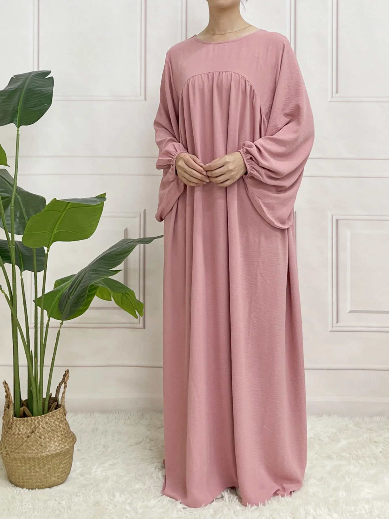 Ballseelve Abaya Modesty LongSleeve Cute Dress Muslim Soft Summer For Women