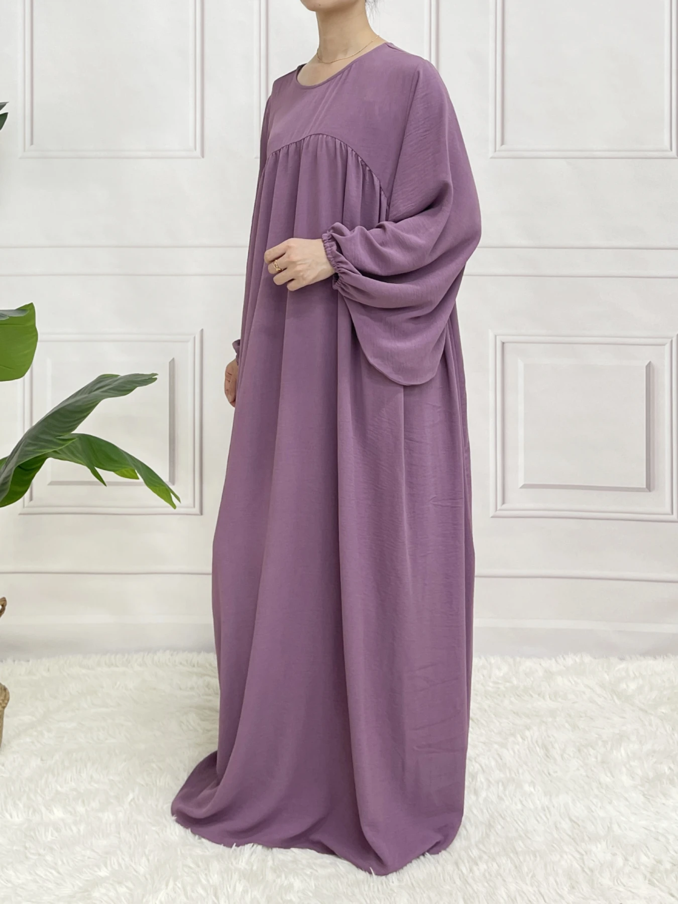 Ballseelve Abaya Modesty LongSleeve Cute Dress Muslim Soft Summer For Women