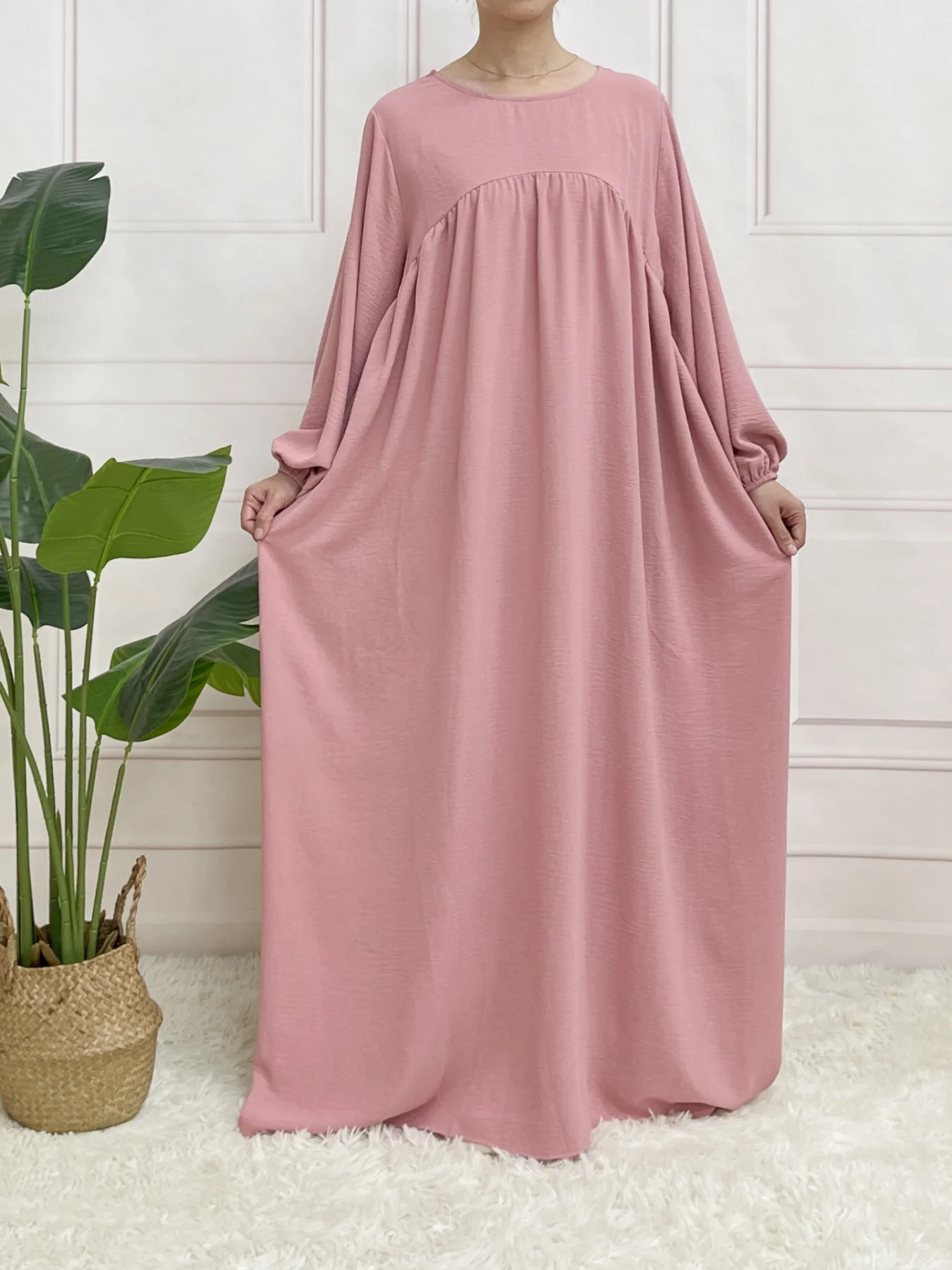 Ballseelve Abaya Modesty LongSleeve Cute Dress Muslim Soft Summer For Women