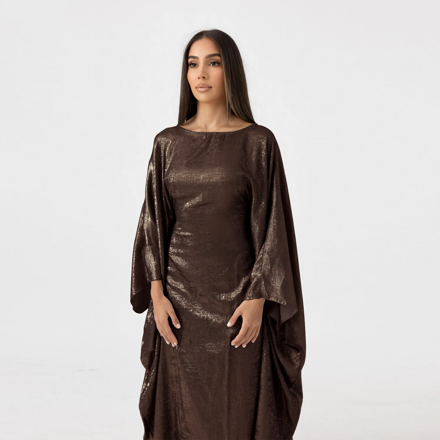 Shiny Batwing Satin Maxi Abaya Dubai Luxury 2024 Abayas For Women Muslim Kaftan Dress Islam Caftan Marocain Femme Long Robes